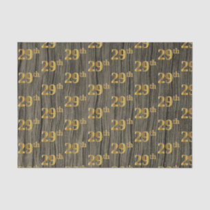 Faux Wood, Faux Gold 29th (Twenty-Ninth) Event Tissue Paper