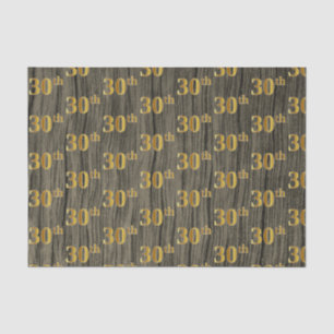 Faux Wood, Faux Gold 30th (Thirtieth) Event Tissue Paper