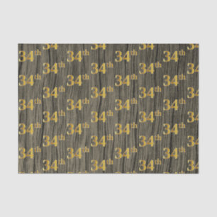 Faux Wood, Faux Gold 34th (Thirty-Fourth) Event Tissue Paper