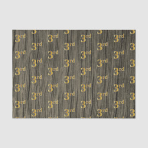 Faux Wood, Faux Gold 3rd (Third) Event Tissue Paper