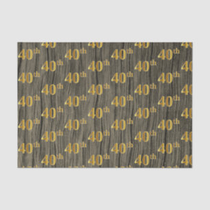 Faux Wood, Faux Gold 40th (Fortieth) Event Tissue Paper