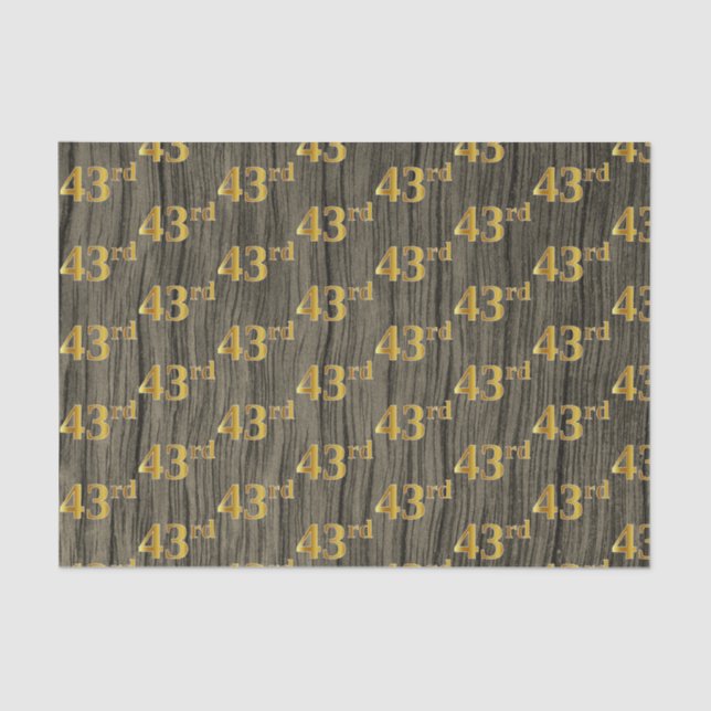 Faux Wood, Faux Gold 43rd (Forty-Third) Event Tissue Paper (Front)