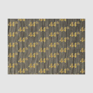 Faux Wood, Faux Gold 44th (Forty-Fourth) Event Tissue Paper
