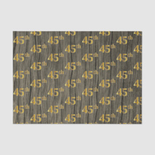 Faux Wood, Faux Gold 45th (Forty-Fifth) Event Tissue Paper