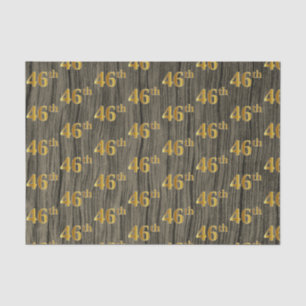 Faux Wood, Faux Gold 46th (Forty-Sixth) Event Tissue Paper