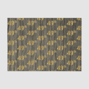 Faux Wood, Faux Gold 49th (Forty-Ninth) Event Tissue Paper