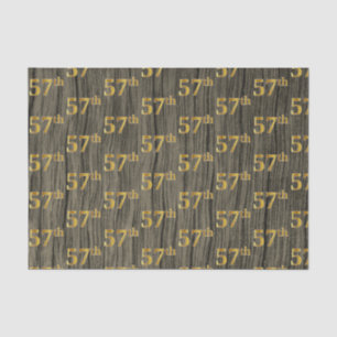 Faux Wood, Faux Gold 57th (Fifty-Seventh) Event Tissue Paper