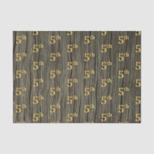 Faux Wood, Faux Gold 5th (Fifth) Event Tissue Paper