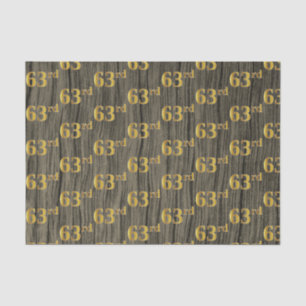Faux Wood, Faux Gold 63rd (Sixty-Third) Event Tissue Paper