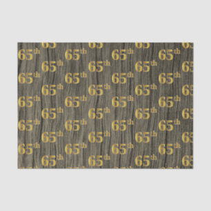 Faux Wood, Faux Gold 65th (Sixty-Fifth) Event Tissue Paper