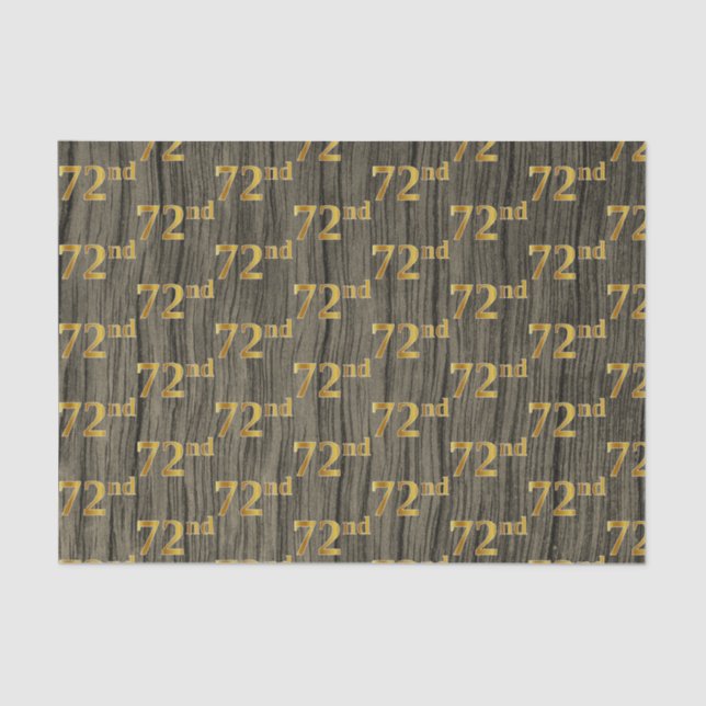 Faux Wood, Faux Gold 72nd (Seventy-Second) Event Tissue Paper (Front)