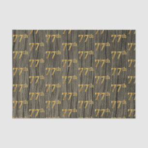 Faux Wood, Faux Gold 77th (Seventy-Seventh) Event Tissue Paper