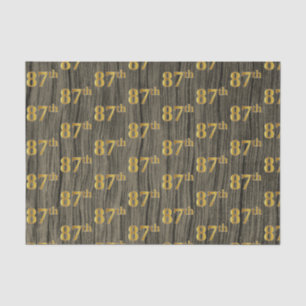 Faux Wood, Faux Gold 87th (Eighty-Seventh) Event Tissue Paper
