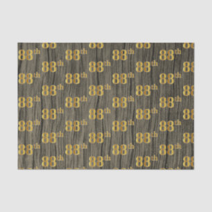 Faux Wood, Faux Gold 88th (Eighty-Eighth) Event Tissue Paper