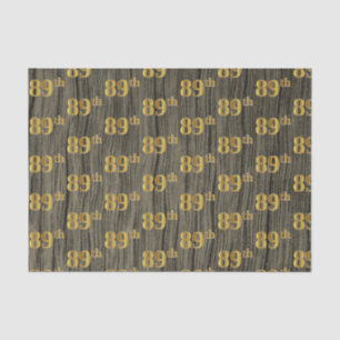Faux Wood, Faux Gold 89th (Eighty-Ninth) Event Tissue Paper