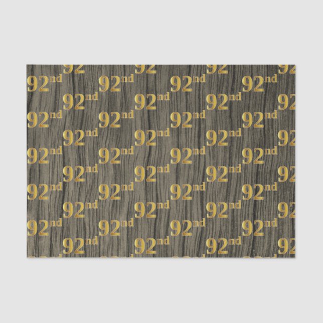 Faux Wood, Faux Gold 92nd (Ninety-Second) Event Tissue Paper (Front)