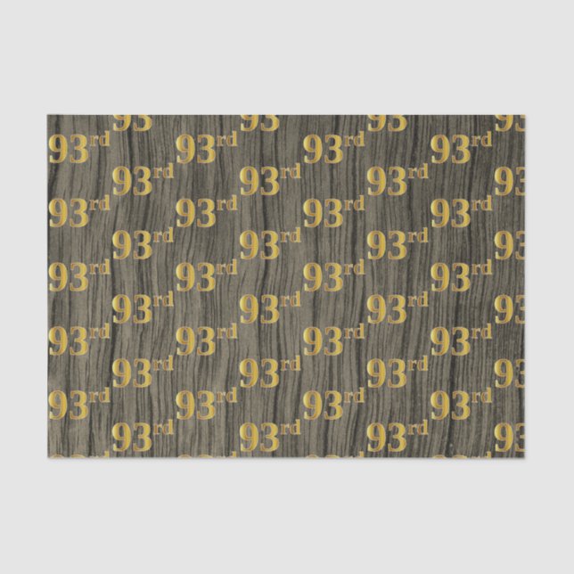 Faux Wood, Faux Gold 93rd (Ninety-Third) Event Tissue Paper (Front)