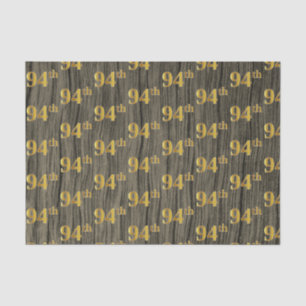 Faux Wood, Faux Gold 94th (Ninety-Fourth) Event Tissue Paper