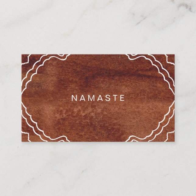 Faux Wood Grain Cool Yoga Teacher Business Card (Front)