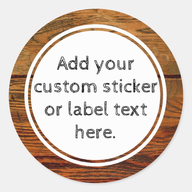 Faux Wood Grain Plank Custom Canning Jar Craft Classic Round Sticker (Front)