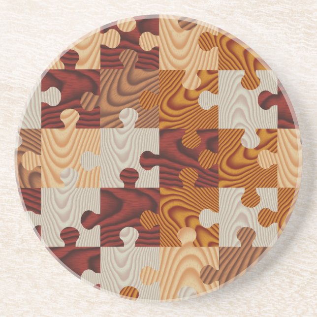 Faux wood jigsaw puzzle coaster (Front)