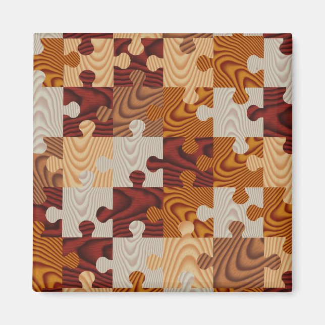 Faux wood jigsaw puzzle magnet (Front)