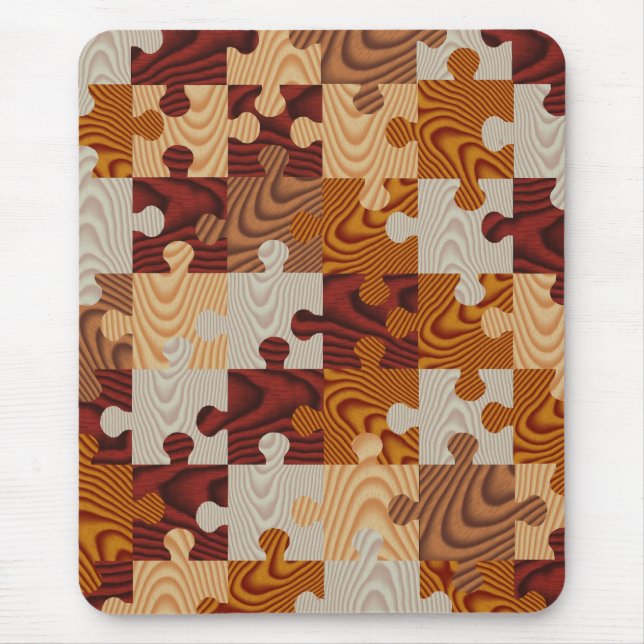 Faux wood jigsaw puzzle mouse mat (Front)