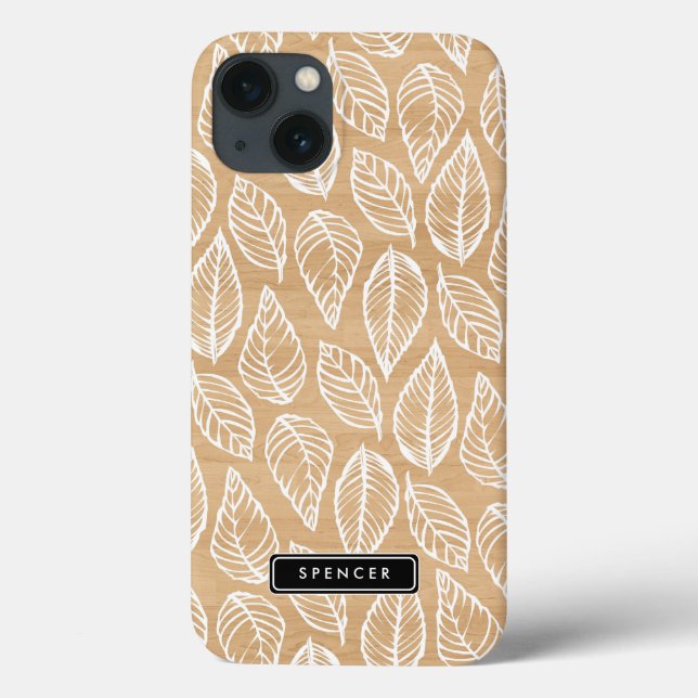 Faux Wood | Leaves Pattern Custom iPad Mini Case (Back)