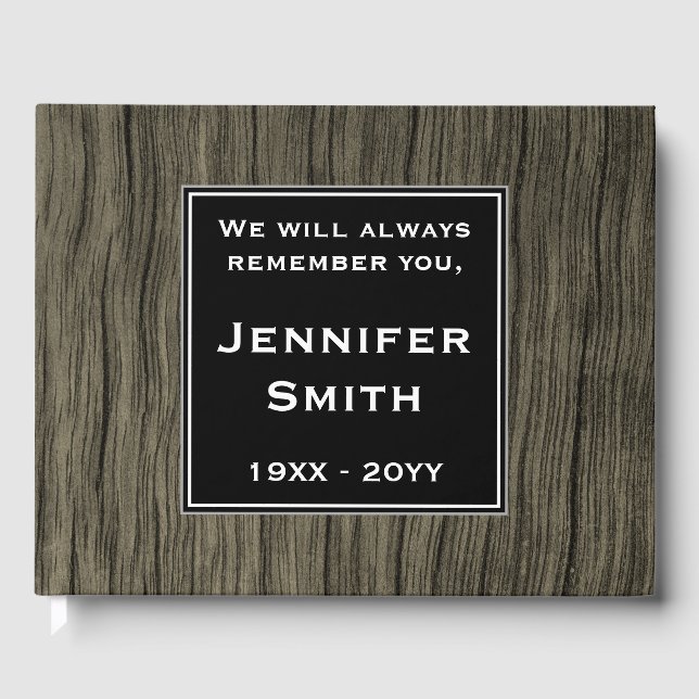 Faux Wood Look, Mournful Sympathies Guestbook (Front)