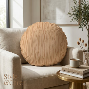 Faux Wood Pattern Round Pillow 16 Inch Rustic Acce