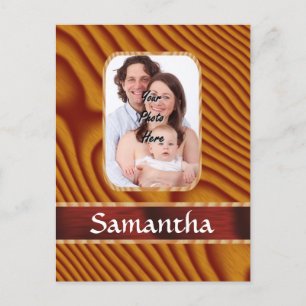 Faux wood photo template postcard