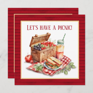 Faux wood picnic lovers invitation