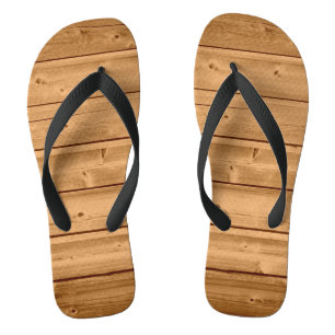 Faux Wood Plank Design Flip Flops