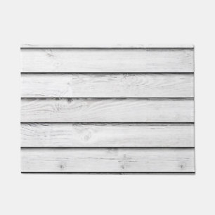 Faux Wood Slats   White   Customisable Doormat