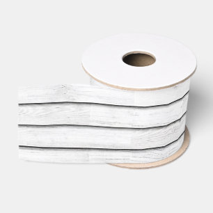 Faux Wood Slats White Customisable Grosgrain Ribbon