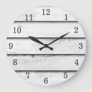 Faux Wood Slats   White   Customisable Large Clock