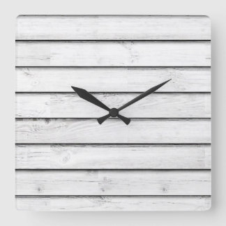 Faux Wood Slats | White | Customisable Square Wall Clock