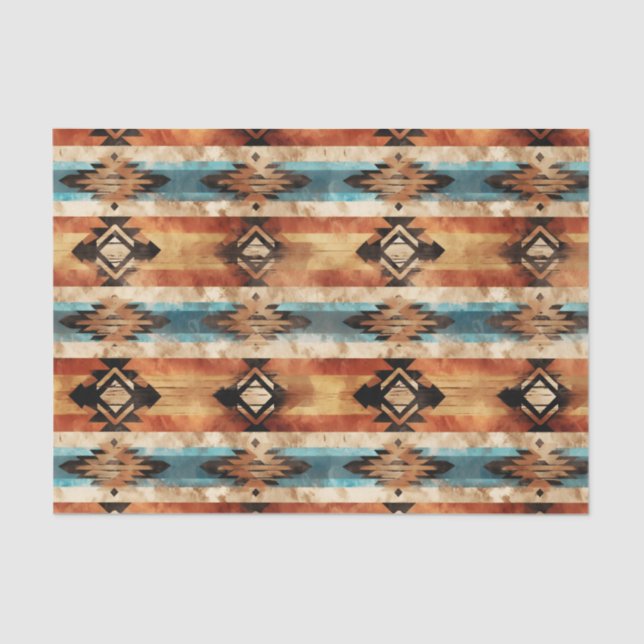 Faux wood tiled Western pattern decoupage Tissue Paper (Front)