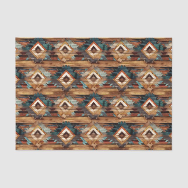 Faux wood tiled Western pattern decoupage  Tissue Paper (Front)