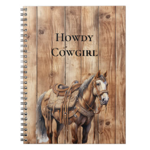 Faux Wood Western Cowboy Cowgirl Horse Notebook