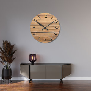 Faux Wooden Fancy Panelling Round Clock