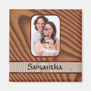Faux wooden personalised photo magnet