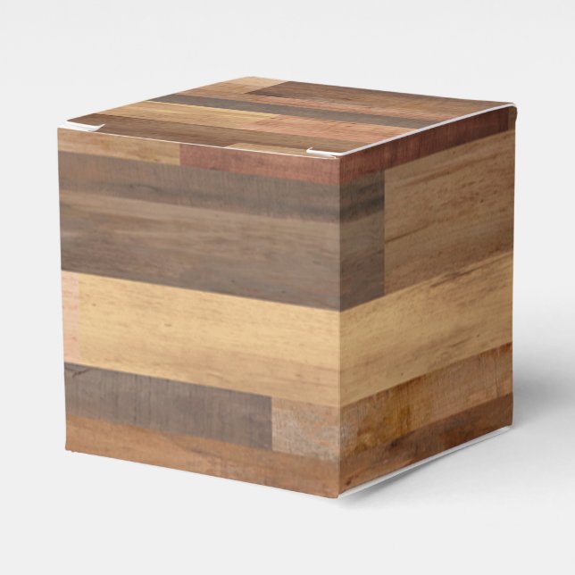 Faux Wooden Plank Timber Design Favour Box (Front Side)