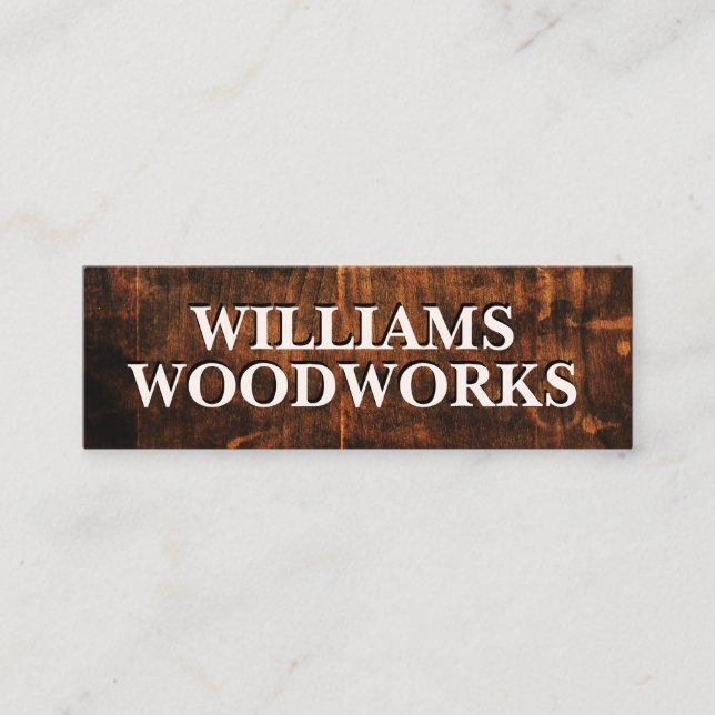 Faux wooden surface texture bold mini business card (Front)