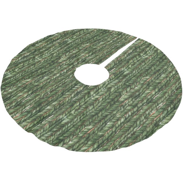 Faux Woven Green Threads Christmas Brushed Polyester Tree Skirt (Angled)