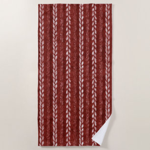 Faux Woven Red Threads Beach Towel