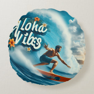 Faux Wrapped Canvas Print Round Cushion