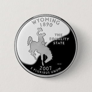 Faux Wyoming State Quarter 6 Cm Round Badge