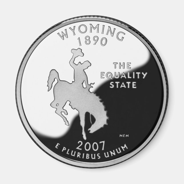 Faux Wyoming State Quarter Magnet (Front)