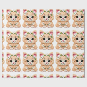 Faux Yarn Notch-Hook Christmas Cat – Cozy Holiday Wrapping Paper